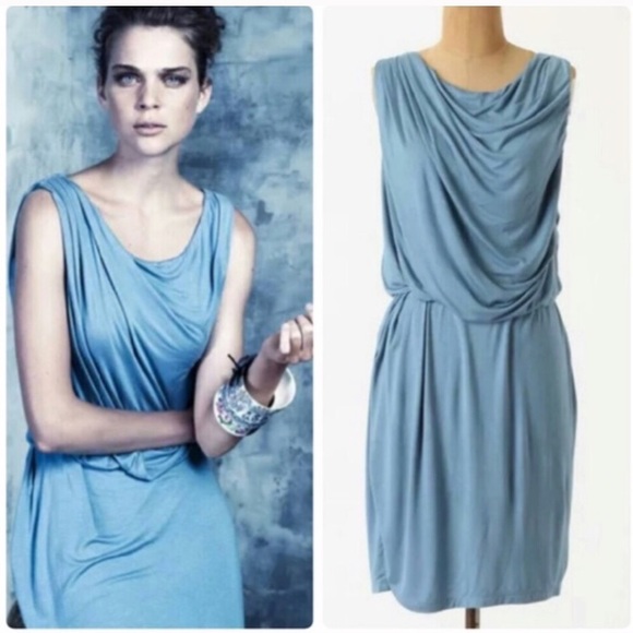 Bordeaux blue cowl neck jersey dress sz XS NWT - Picture 2 of 2